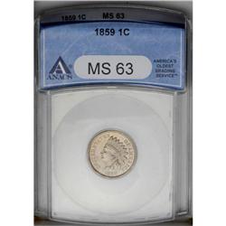 	1859 1C MS63 ANACS. Nicely struck fro the type, except 1859