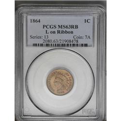 	1864 1C L On Ribbon MS63 Red and Brown PCGS. Much of t 1864