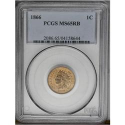 	1866 1C MS65 Red and Brown PCGS. The final 6 in the da 1866