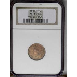 	1867 1C MS66 Red and Brown NGC. Fully struck with sati 1867