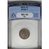 Image 1 : 	1873 1C Open 3 MS65 Red and Brown ANACS. Mint orange-g 1873