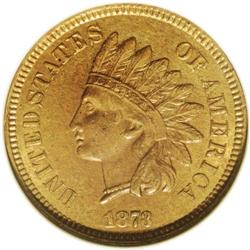 	1873 1C Closed 3 MS61 Brown NGC. Snow-1, FS-009. Drama 1873