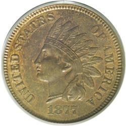 	1877 1C MS62 Brown PCGS. A pleasing representative of 1877