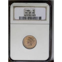 	1884 1C MS65 Red NGC. Bright coppery-gold surfaces rev 1884