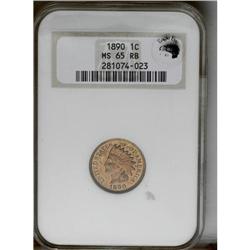 	1890 1C MS65 Red and Brown NGC. Eagle Eye Photo Seal, 1890