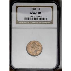 	1893 1C MS65 Red NGC. This is a brilliant and sharply 1893