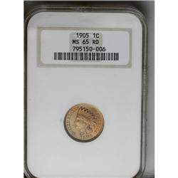 	1905 1C MS65 Red NGC. This Gem is sharply struck with 1905