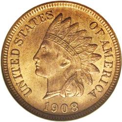 	1908-S 1C MS66 Red NGC. A remarkable Gem example of th 1908-S