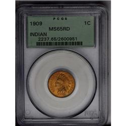 	1909 1C MS65 Red PCGS. The obverse exhibits impressive 1909