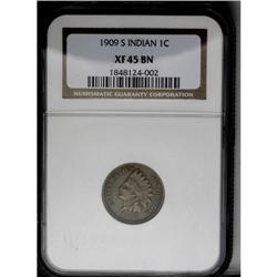 	1909-S 1C XF45 NGC. Deep chocolate brown surfaces on t 1909-S