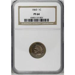 	1860 1C PR64 NGC. Yellow and orange-gold patina bathes 1860