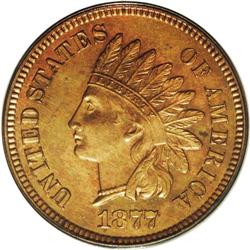 	1877 1C PR63 Red and Brown ANACS. Apricot and lime hue 1877