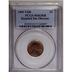 	1909 1C VDB Doubled Die Obverse MS63 Red and Brown PCG 1909