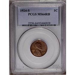 	1924-S 1C MS64 Red and Brown PCGS. Dominant copper-gol 1924-S