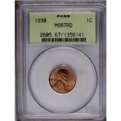	1930 1C MS67 Red PCGS. A remarkable carbon-free Superb 1930