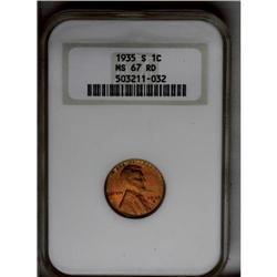	1935-S 1C MS67 Red NGC. A gorgeous orange-red Superb G 1935-S