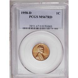 	1958-D 1C MS67 Red PCGS. Lustrous copper-gold patina i 1958-D