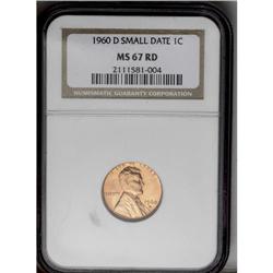 	1960-D 1C Small Date MS67 Red NGC. This is an importan 1960-D