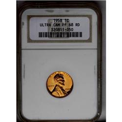 	1958 1C PR68 Red Ultra Cameo NGC. This razor-sharp Sup 1958