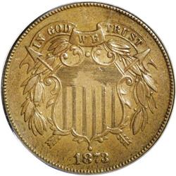 	1873 2C Open 3 PR55 ANACS. A lightly circulated proof 1873