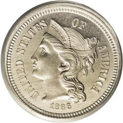 	1866 3CN PR66 Cameo PCGS. Always popular because of th 1866