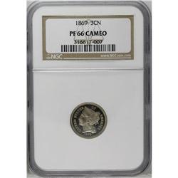 	1869 3CN PR66 Cameo NGC. This is a lovely Gem Cameo pr 1869