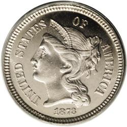 	1873 3CN Closed 3 PR66 Cameo PCGS. Untoned with bright 1873