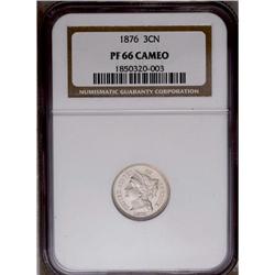 	1876 3CN PR66 Cameo NGC. The contrast on this untoned 1876