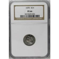 	1878 3CN PR66 NGC. A splendid Gem proof with sharp des 1878