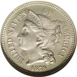 	1879 3CN PR68 NGC. A lovely rainbow of pastel colors i 1879