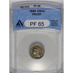 	1880 3CN PR65 ANACS. The crisp proof striking details 1880