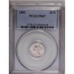 	1882 3CN PR67 PCGS. Many high quality proof three cent 1882