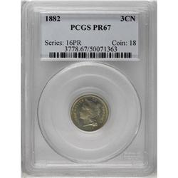 	1882 3CN PR67 PCGS. This is a gorgeous Superb Gem proo 1882