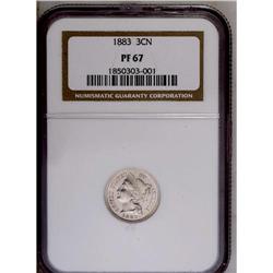 	1883 3CN PR67 NGC. Whispers of yellow-gold, that are s 1883