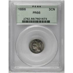 	1886 3CN PR66 PCGS. This well struck Premium Gem has m 1886