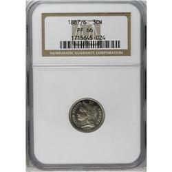 	1887/6 3CN PR66 NGC. This is an appealing Gem proof ex 1887/6