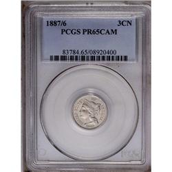 	1887/6 3CN PR65 Cameo PCGS. Generally brilliant, altho 1887/6