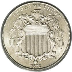 	1872 5C MS66 PCGS. The defects on this well preserved 1872