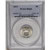 Image 1 : 	1874 5C MS65 PCGS. A flashy, lustrous Gem, with a bold 1874