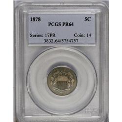 	1878 5C PR64 PCGS. Lovely tawny-gold and ice-blue colo 1878