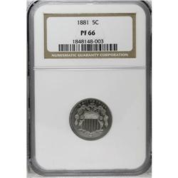 	1881 5C PR66 NGC. Light gray surfaces reveal nearly im 1881