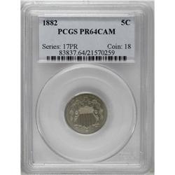 	1882 5C PR64 Cameo PCGS. This exquisitely struck near- 1882