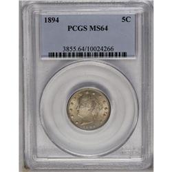 	1894 5C MS64 PCGS. Glowing luster beams through low to 1894