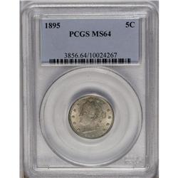 	1895 5C MS64 PCGS. This near-Gem displays light gray, 1895