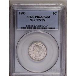 	1883 5C No Cents PR66 Cameo PCGS. Glistening brillianc 1883