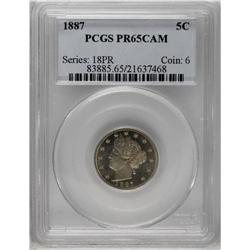 	1887 5C PR65 Cameo PCGS. This is a wonderful Gem Cameo 1887