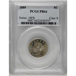 	1889 5C PR66 PCGS. This is a highly attractive Gem pro 1889