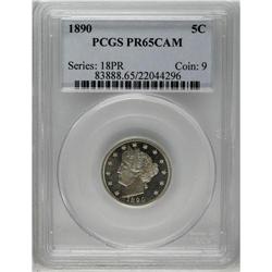 	1890 5C PR65 Cameo PCGS. The powerfully impressed devi 1890