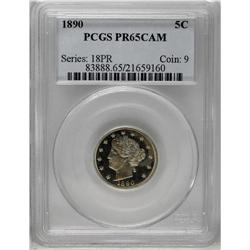 	1890 5C PR65 Cameo PCGS. Well struck, with a pleasing 1890