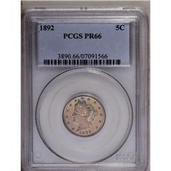	1892 5C PR66 PCGS. Splendid chartreuse, sea-green, and 1892